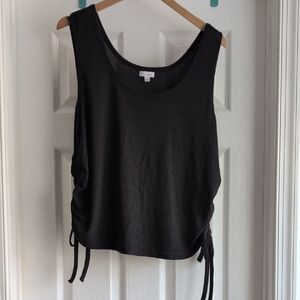 love, Fire Black Tank Top with Side Ties